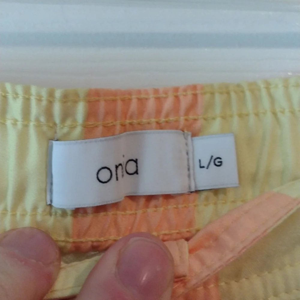Onia Men's Swim Trunks - Peach and Pale Yellow Stripes
